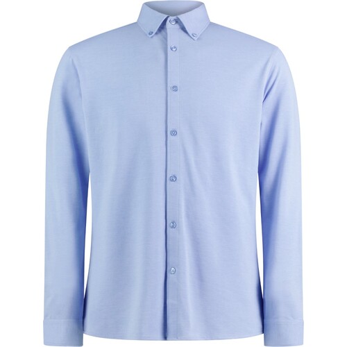 Kustom Kit Tailored Fit Superwash® 60º Pique Camicia a maniche lunghe (Light Heather Blue, S (36-38))