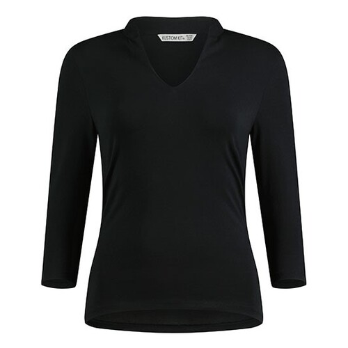 Kustom Kit Regular Fit Mandarin Collar Top 3/4 Sleeve (Black, XS/S (8-10))