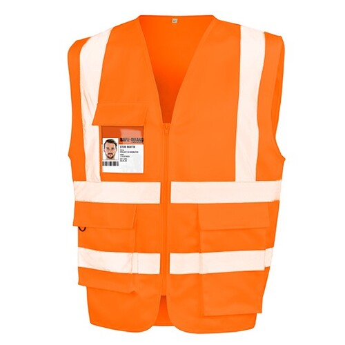 Result Safe-Guard Heavy Duty Polycotton Security Vest (Fluorescent Orange, XL)