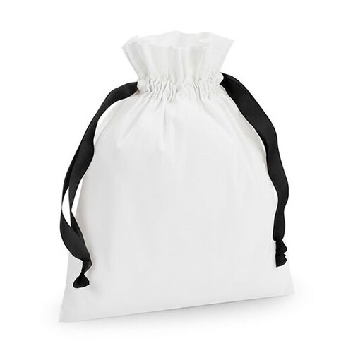 Westford Mill Cotton Gift Bag with Ribbon Drawstring (Soft White, Black, S)