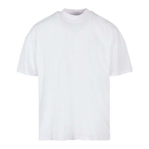 Build Your Brand Men's Oversized Mock Neck Tee (White, XS)