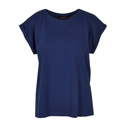 Build Your Brand Ladies' Extended Shoulder Tee (Light Navy, XS)