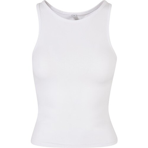 Build Your Brand Ladies Racer Back Top (White, XS)