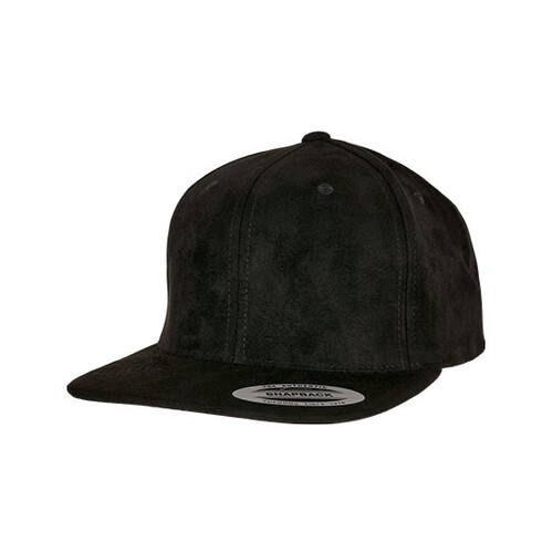 FLEXFIT Suede Leather Snapback (Black, One Size)