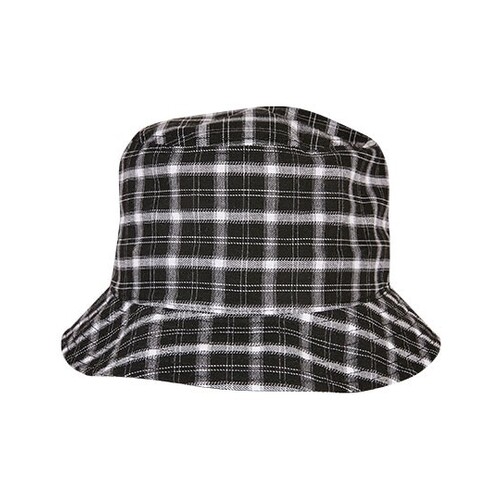 FLEXFIT Check Bucket Hat (Black-Grey Check, One Size)