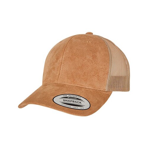 FLEXFIT Suede Leather Trucker Cap (Khaki, One Size)