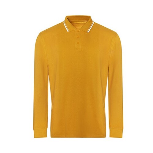 Just Polos Long Sleeve Tipped 100 Polo (Mustard, White, L)