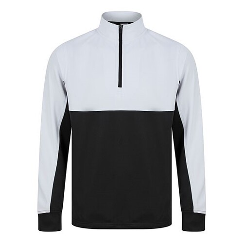 Find+Hales Adults 1/4 Zip Tracksuit Top (Black, White, XS)