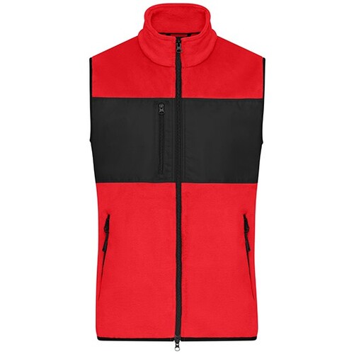 James&amp;Nicholson Men's Fleece Vest (Red, Black, XL)