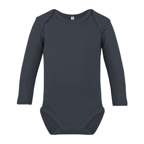 Link Kids Wear Organic Baby Bodysuit Long Sleeve Bailey 02 (Charcoal Grey, 50-56)