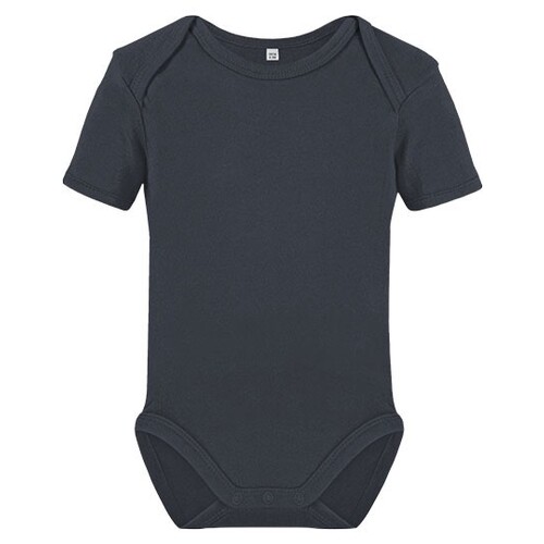 Link Kids Wear Organic Baby Bodysuit Short Sleeve Bailey 01 (Charcoal Grey, 74-80)