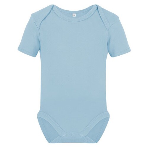 Link Kids Wear Organic Baby Bodysuit Short Sleeve Rebel 01 (Powder Blue, 86-92)