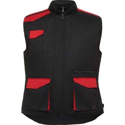 Chaleco multibolsillos Roly Workwear Armada (Black 02, Red 60, L)