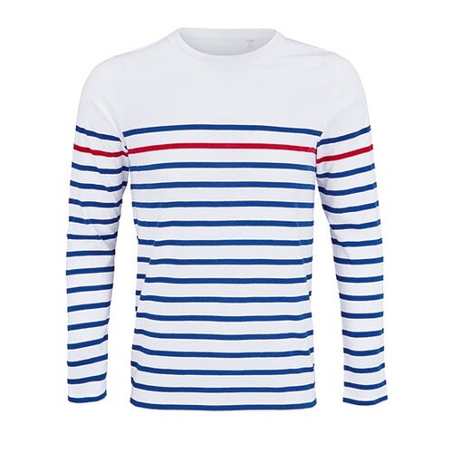 SOL'S Men's Long Sleeve Striped T-Shirt Matelot (White, Royal Blue, Red, M)