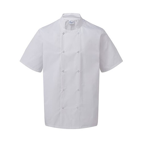 Premier Workwear Studded Front Short Sleeve Chef's Jacket (White, XS)