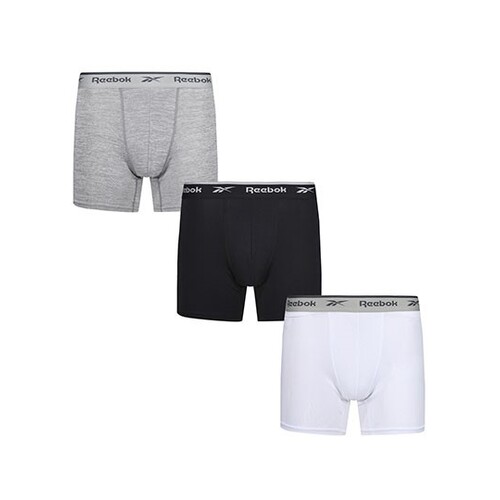 Reebok Men's Medium Sports Trunk (3 Pair Pack) (Black, White, Grey Marl, S)