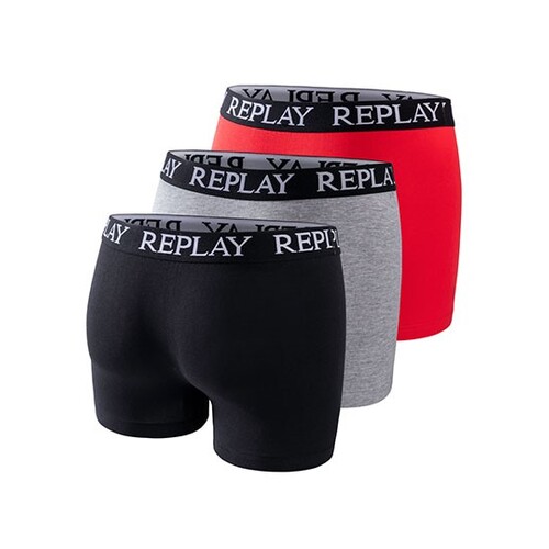 Replay Men´s Boxer Short (3 Pair Box) (Black, Grey Melange, Red, XXL)