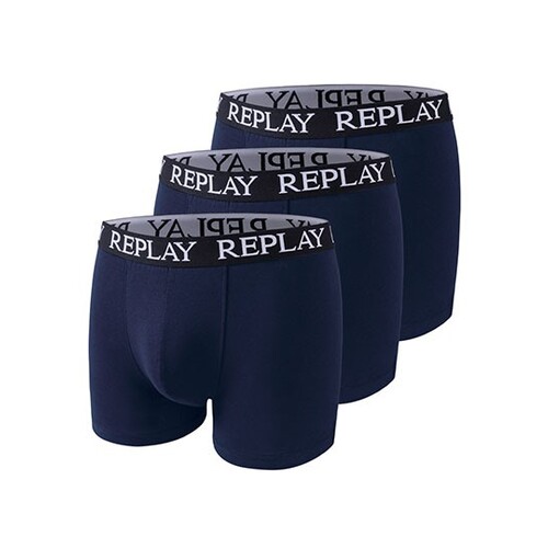 Replay Men's Boxer Short (3 Pair Box) (Blue Marine, Blue Marine, Blue Marine, S)