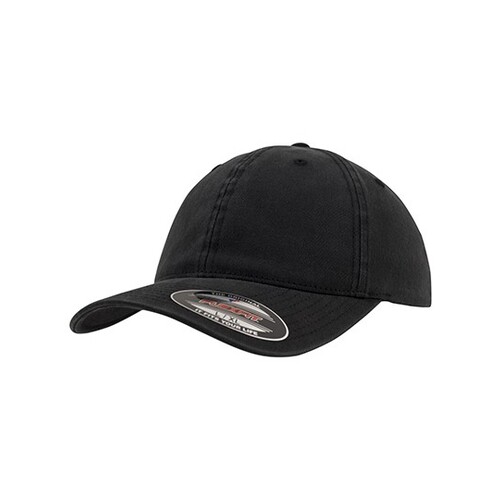 FLEXFIT Garment Washed Cotton Dad Hat (Black, L/XL)