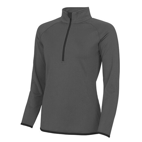 Just Cool Women´s Cool 1/2 Zip Sweat (Charcoal (Solid), Jet Black, XS)