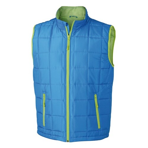 James&Nicholson Men´s Padded Light Weight Vest (Aqua, Lime Green, S)