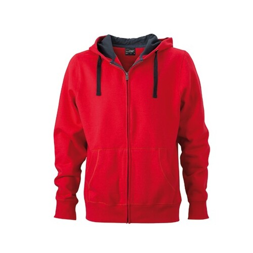 James&Nicholson Men´s Hooded Jacket (Red, Carbon, 3XL)