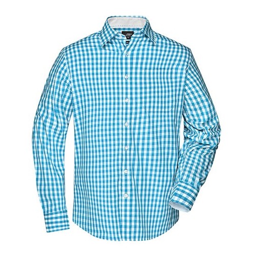 James&Nicholson Men´s Checked Shirt (Turquoise, White, 3XL)