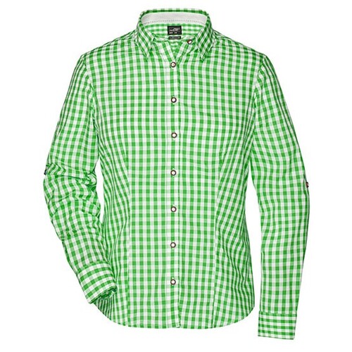 James&Nicholson Ladies´ Traditional Shirt (Green, White, XS)