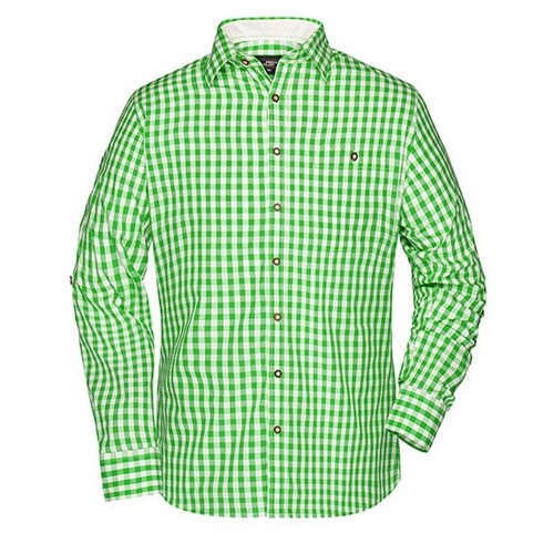 James&Nicholson Men´s Traditional Shirt (Green, White, S)