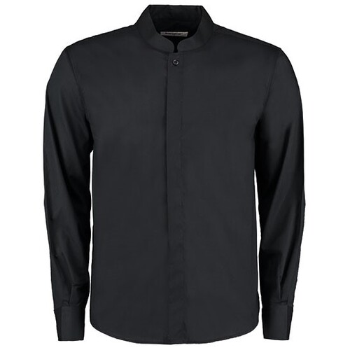 Bargear Men´s Tailored Fit Mandarin Collar Shirt Long Sleeve (Black, 37 (S/14H))