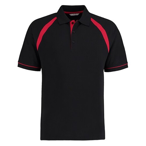 Kustom Kit Classic Fit Oak Hill Polo (Black, Bright Red, S)
