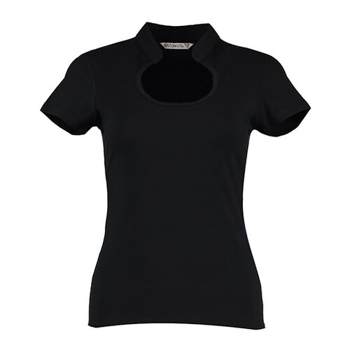 Kustom Kit Women`s Regular Fit Keyhole Neck Top (Black, XS/S (8-10))