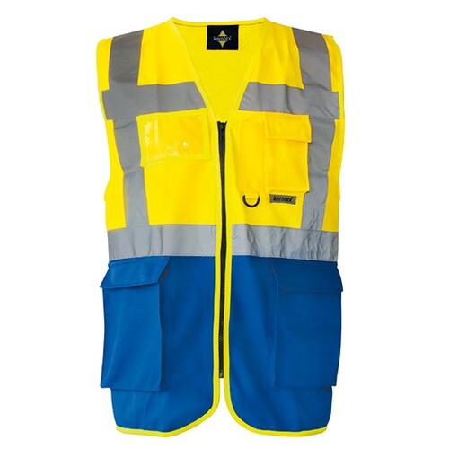 Korntex Executive Multifunctional Safety Vest Berlin (Signal Yellow, Blue, XXL)