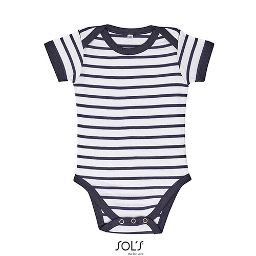 SOL´S Baby Striped Bodysuit Miles (White, Navy, 3-6 Monate)