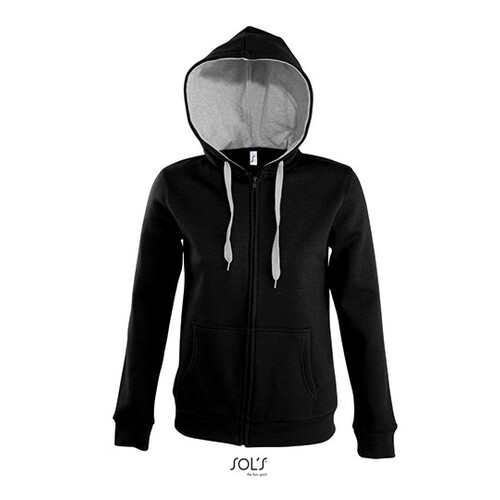 SOL´S Women´s Contrast Hooded Zip Jacket Soul (Black, Grey Melange, S)