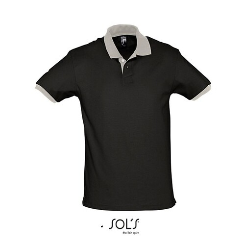 SOL´S Polo Prince (Black, Light Grey (Solid), XS)