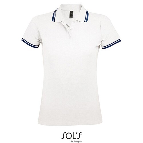 SOL´S Women´s Polo Shirt Pasadena (White, Navy, XXL)