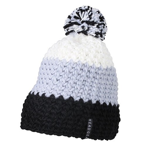 Myrtle beach Crocheted Cap With Pompon (Black, Silver, White, One Size)