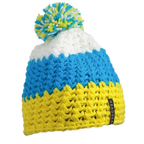 Myrtle beach Crocheted Cap With Pompon (Yellow, Pacific, White, One Size)