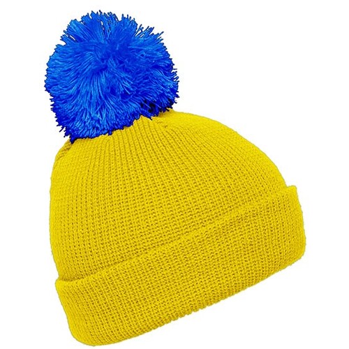 Myrtle beach Pompon Hat With Brim (Yellow, Azur, One Size)