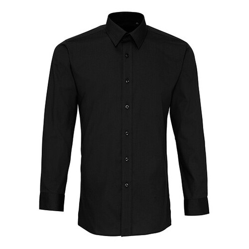 Premier Workwear Men´s Long Sleeve Fitted Poplin Shirt (Black (ca. Pantone Black C), 37 (14H))