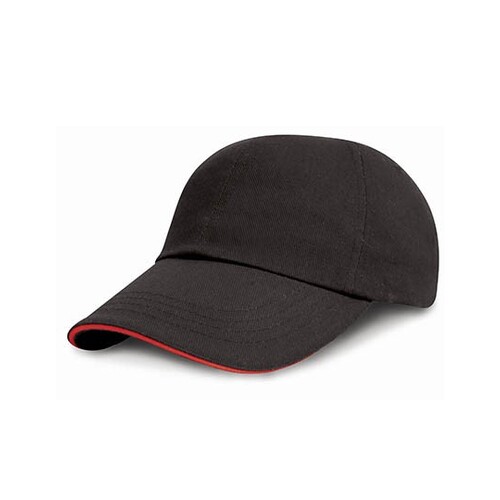 Result Headwear Junior Heavy Brushed Cotton Cap (Black, Red, One Size)