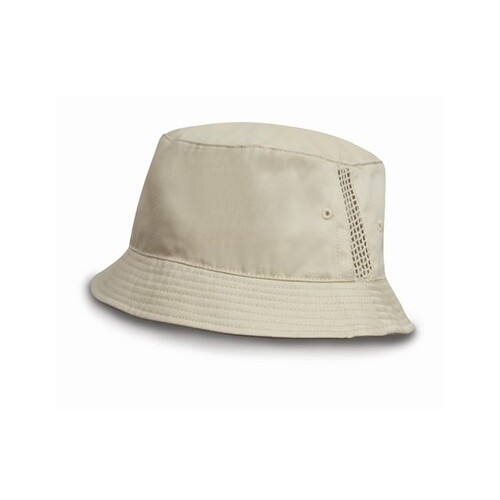 Result Headwear Deluxe Washed Cotton Bucket Hat With Side Mesh Panels (Natural, One Size)