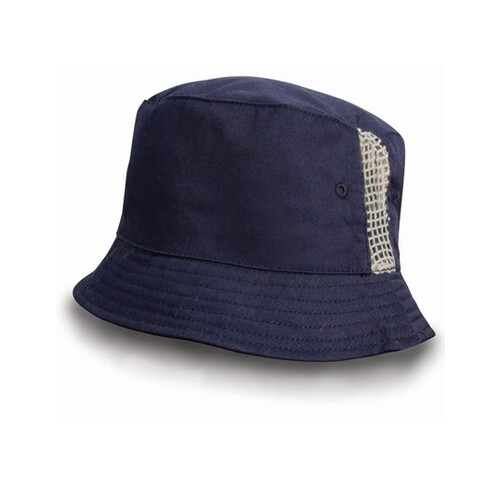 Deluxe Washed Cotton Bucket Hat with Side Mesh Panels
