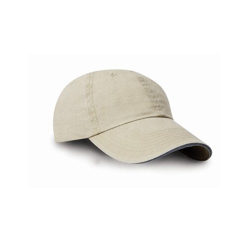 Washed Fine Line Cotton Cap with Sandwich Peak