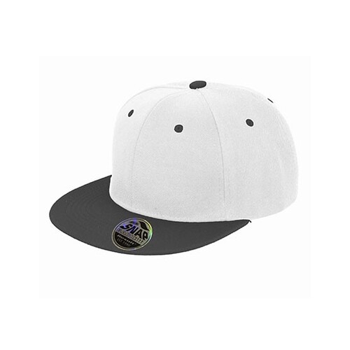 Result Headwear Bronx Original Flat Peak Snapback Dual Colour Cap (White, Black, One Size)