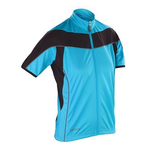 SPIRO Women´s Bikewear Full Zip Performance Top (Aqua, Black, XS (34))