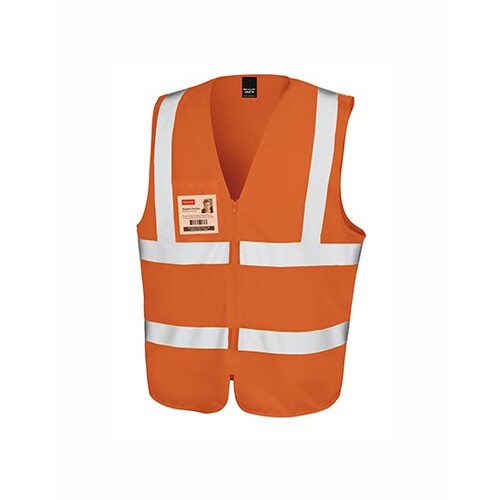Result Safe-Guard Zip I.D. Safety Tabard (Fluorescent Orange, S/M)