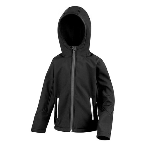 Result Core Junior TX Performance Hooded Soft Shell Jacket (Black, Grey, XS (3-4))