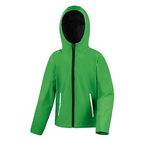 Result Core Youth TX Performance Hooded Soft Shell Jacket (Vivid Green, Black, XXL (13-14))
